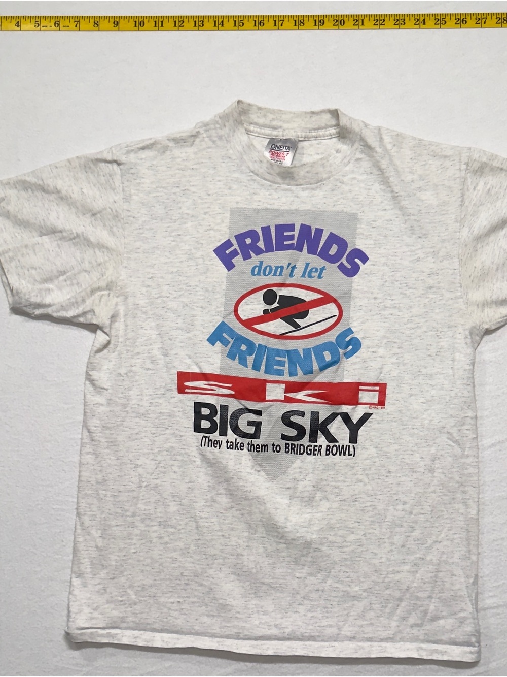 1991 big sky ski shirt, super vintage heather grey. Dead stock